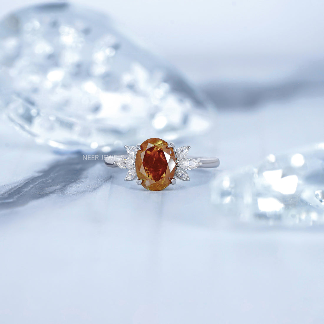 2.33 CT Natural Oval Shape Salt and Pepper Engagement ring