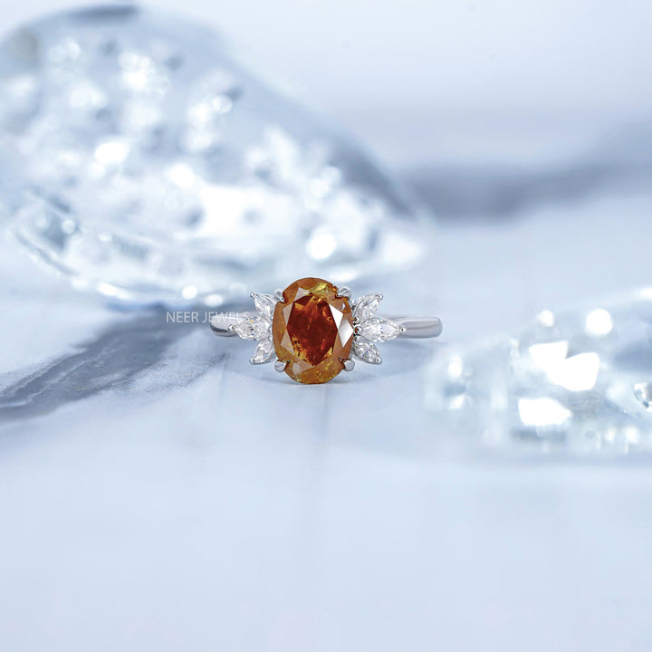 2.33 CT Natural Oval Shape Salt and Pepper Engagement ring