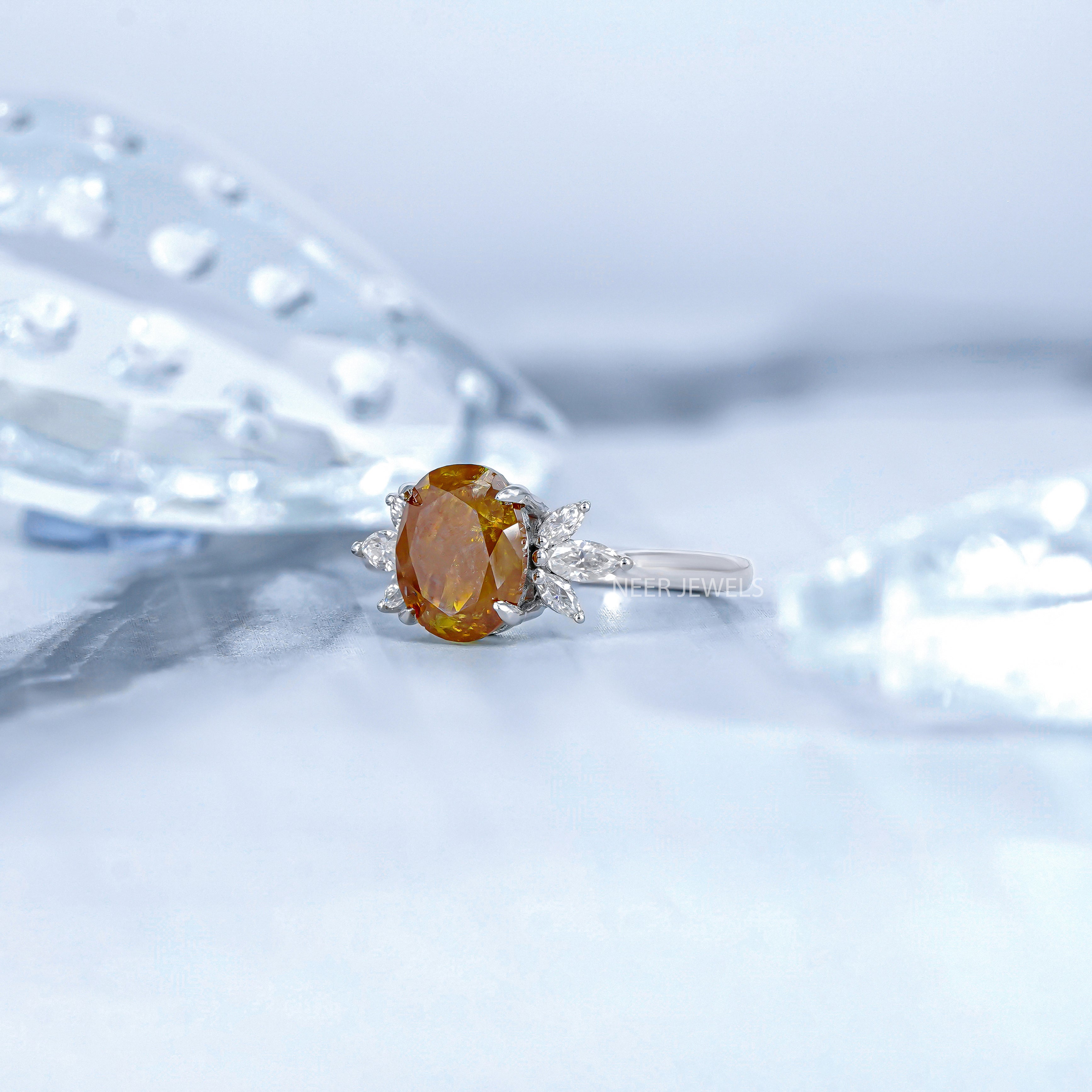 2.33 CT Natural Oval Shape Salt and Pepper Engagement ring