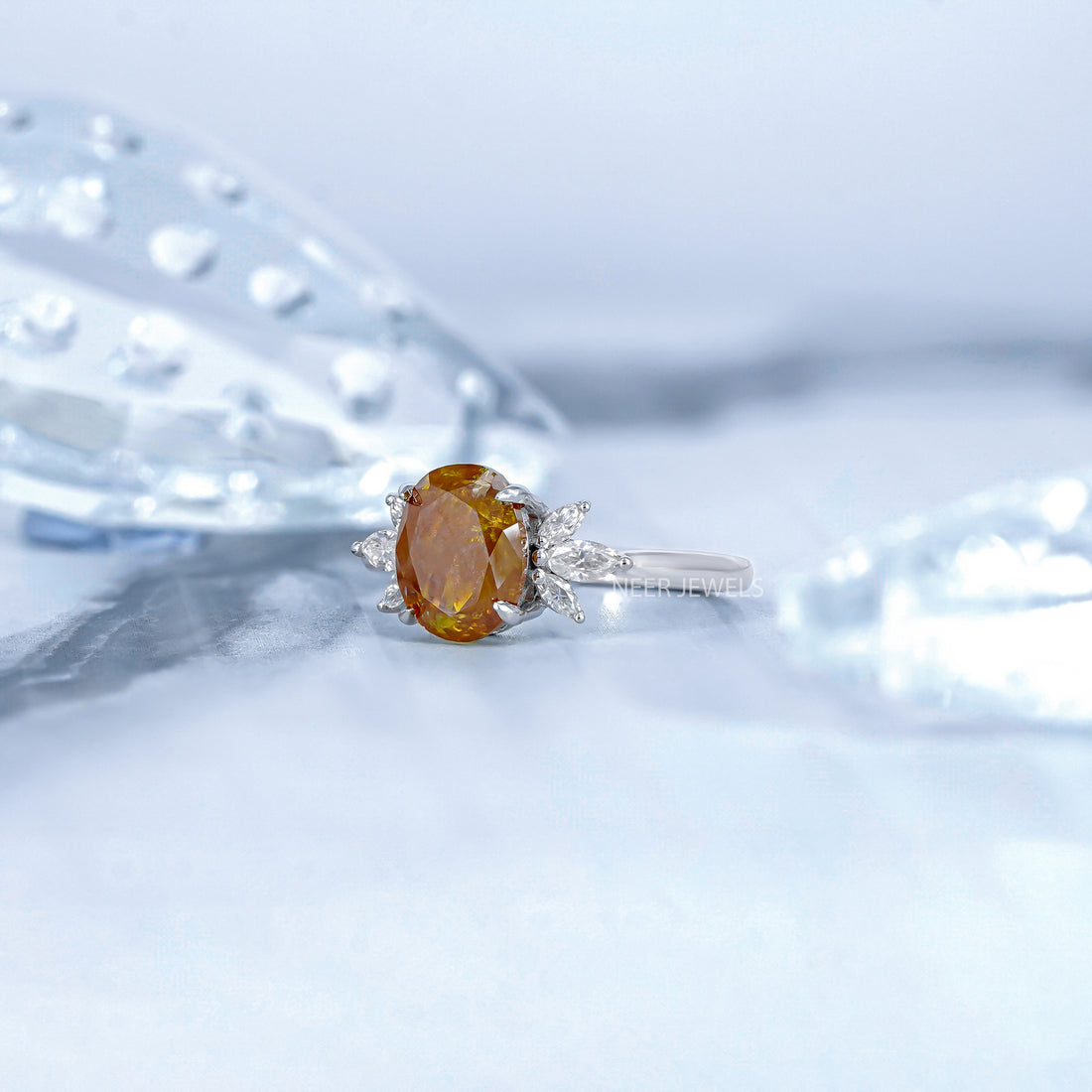 2.33 CT Natural Oval Shape Salt and Pepper Engagement ring