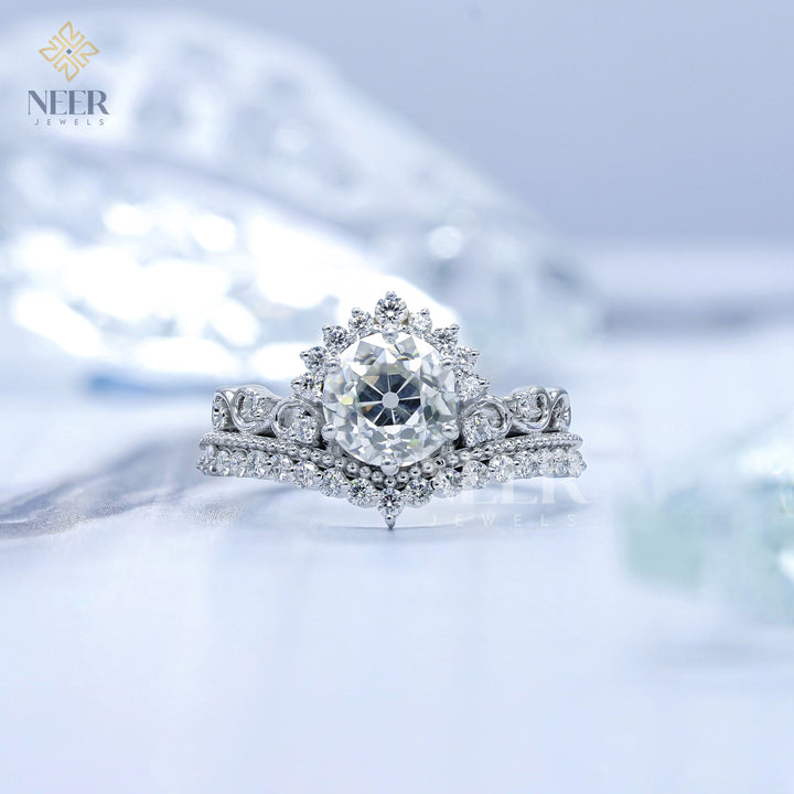 Old Mine cut Round Vintage Engagement Ring,Anniversary Ring