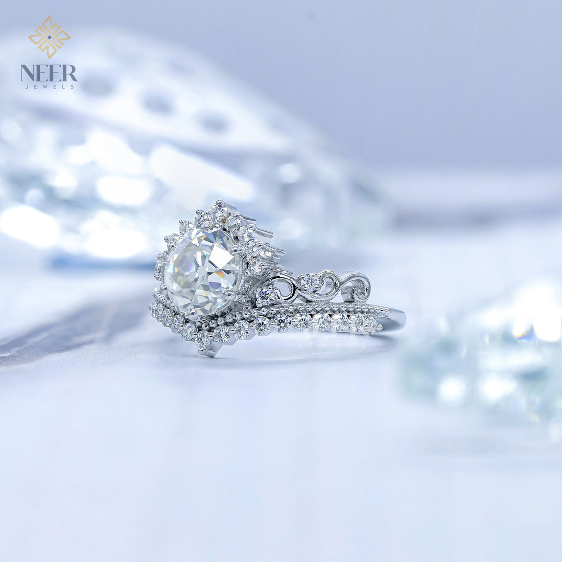 Old Mine cut Round Vintage Engagement Ring,Anniversary Ring