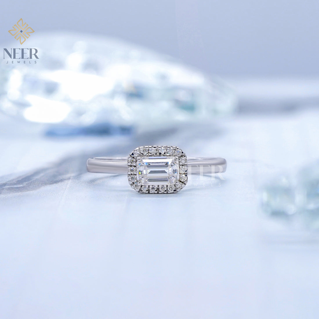 Emerald Cut Moissanite Annivesary Gift Ring,Everyday Wear Ring
