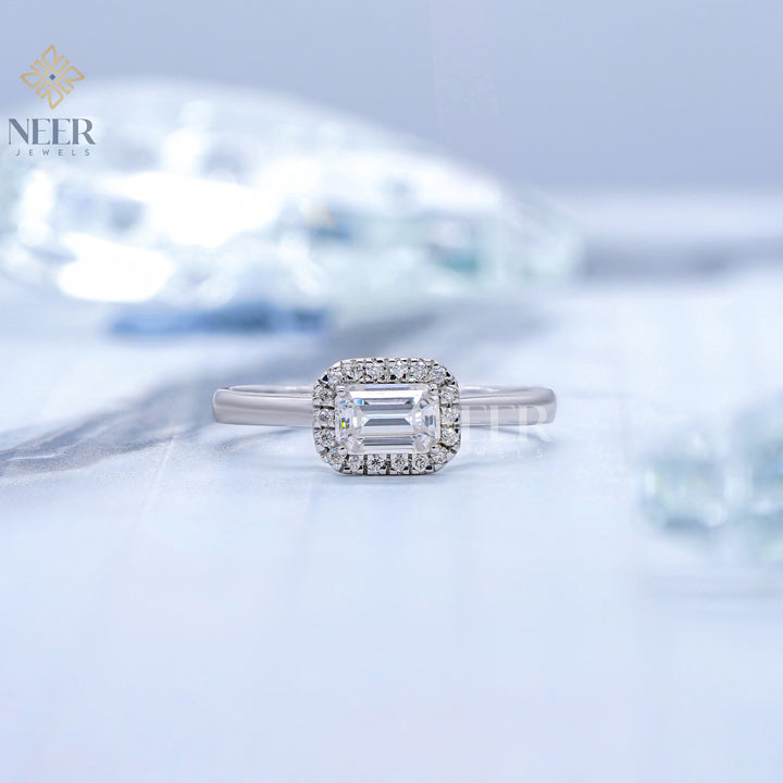 Emerald Cut Moissanite Annivesary Gift Ring,Everyday Wear Ring