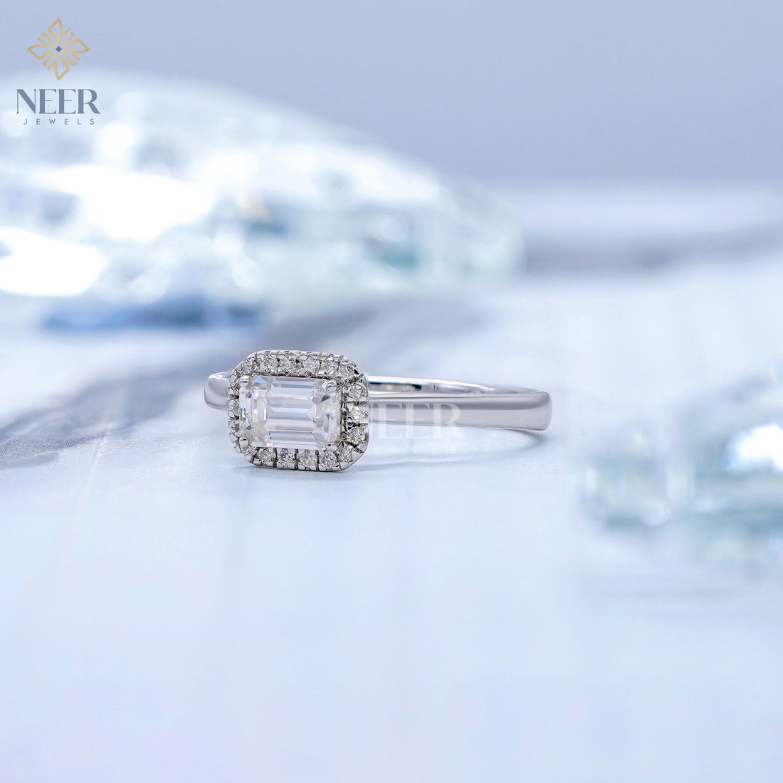 Emerald Cut Moissanite Annivesary Gift Ring,Everyday Wear Ring