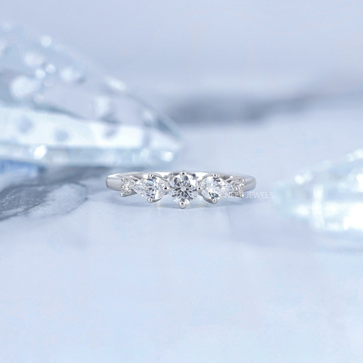 Round and Pear Stackable Ring,Anniversary Gift for her