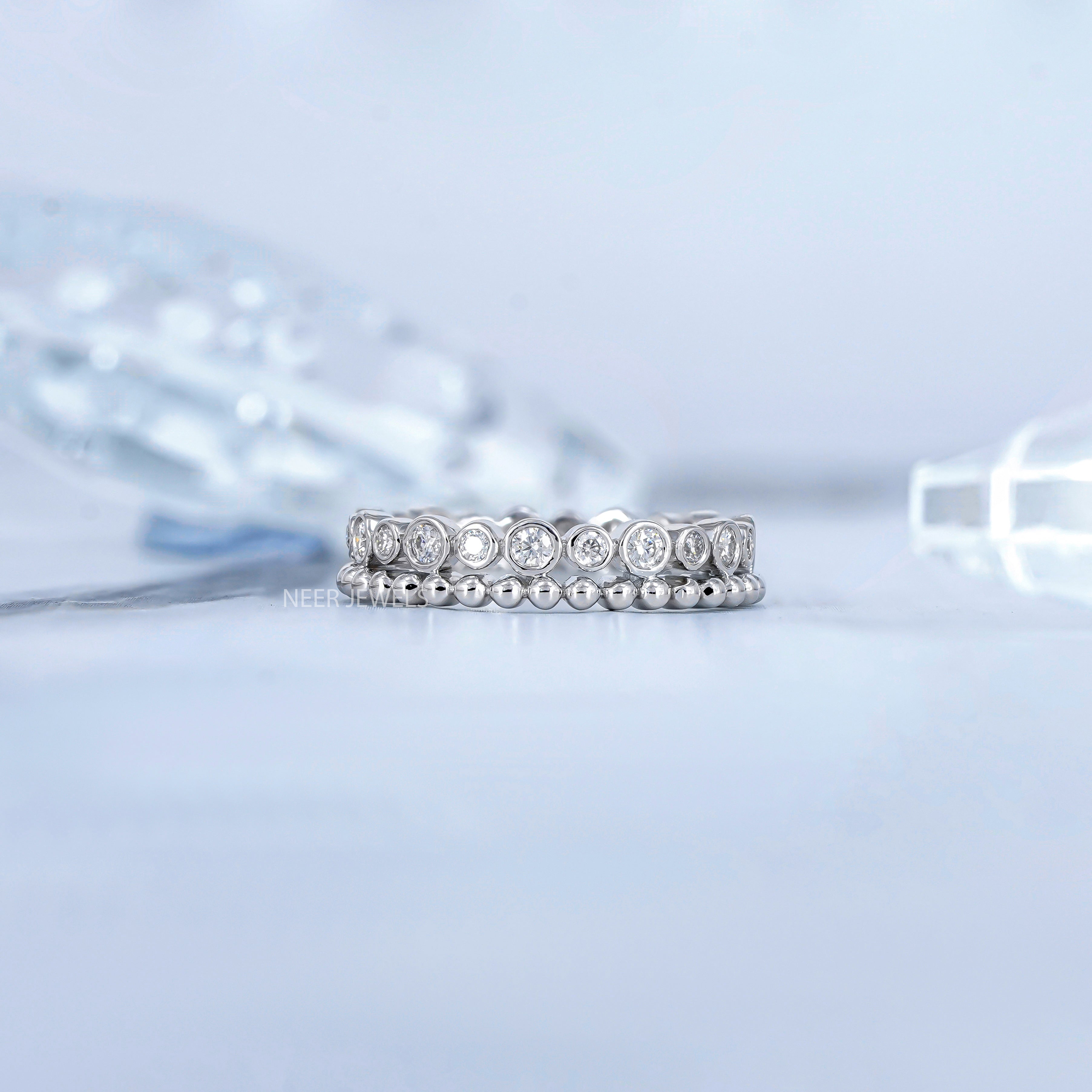 Full Eternity Moissanite Wedding Band,Bubble Ring Band
