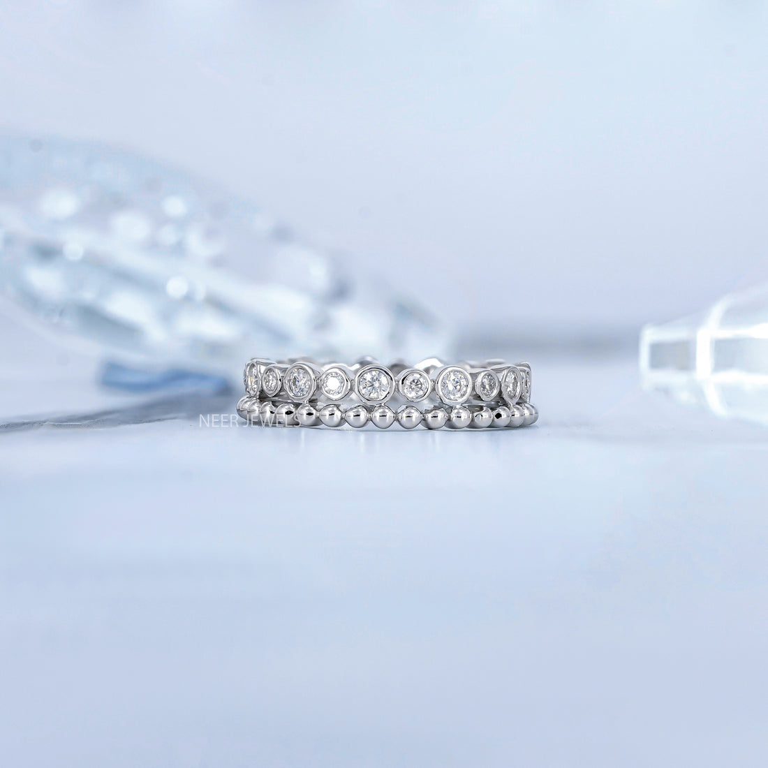 Full Eternity Moissanite Wedding Band,Bubble Ring Band