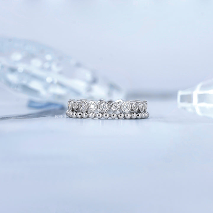Full Eternity Moissanite Wedding Band,Bubble Ring Band