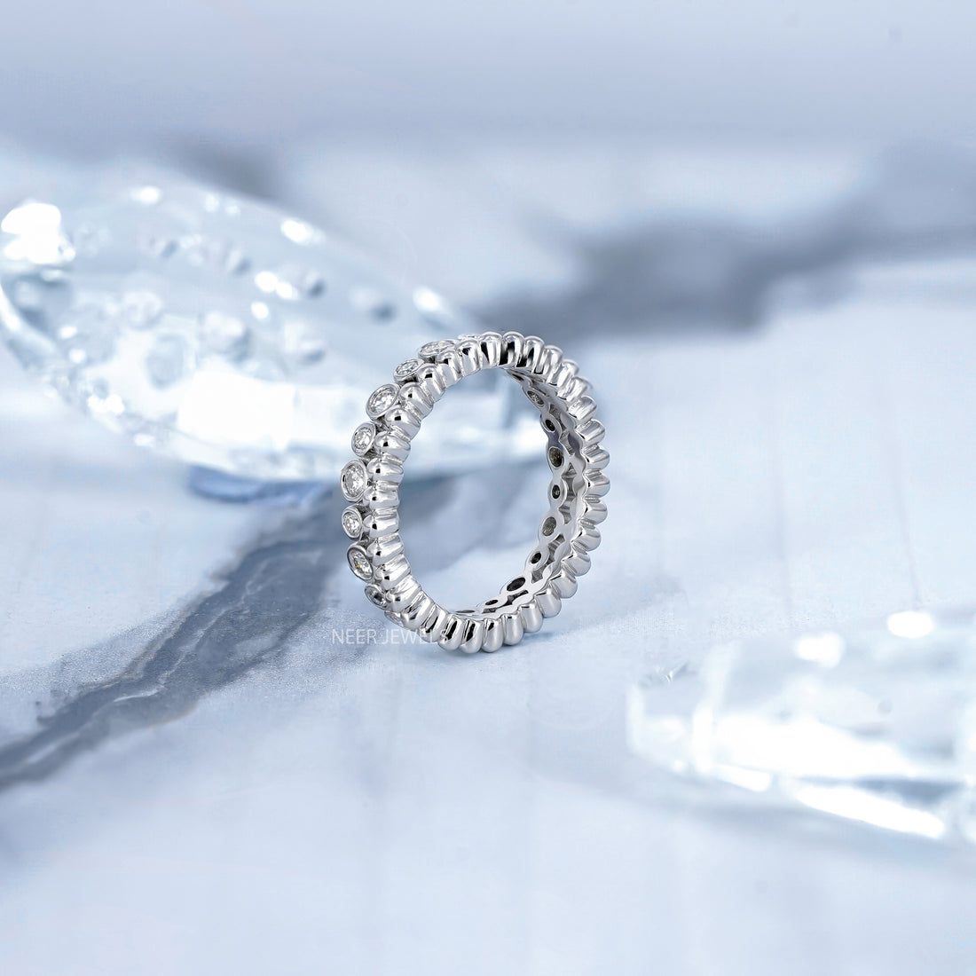 Full Eternity Moissanite Wedding Band,Bubble Ring Band