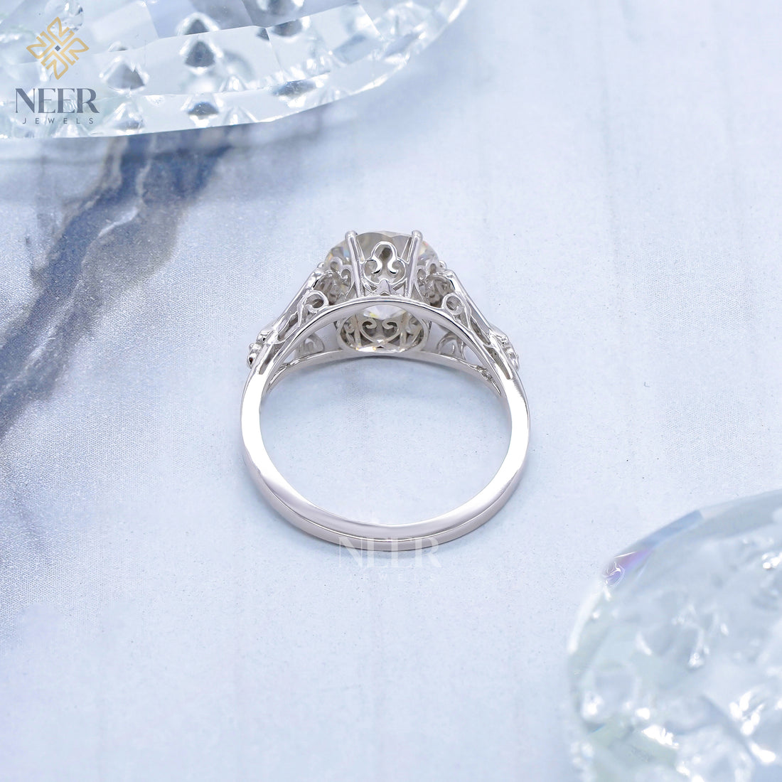 Old European Round cut unique wedding ring,Engagement Ring for her,Anniversary Gift Ring