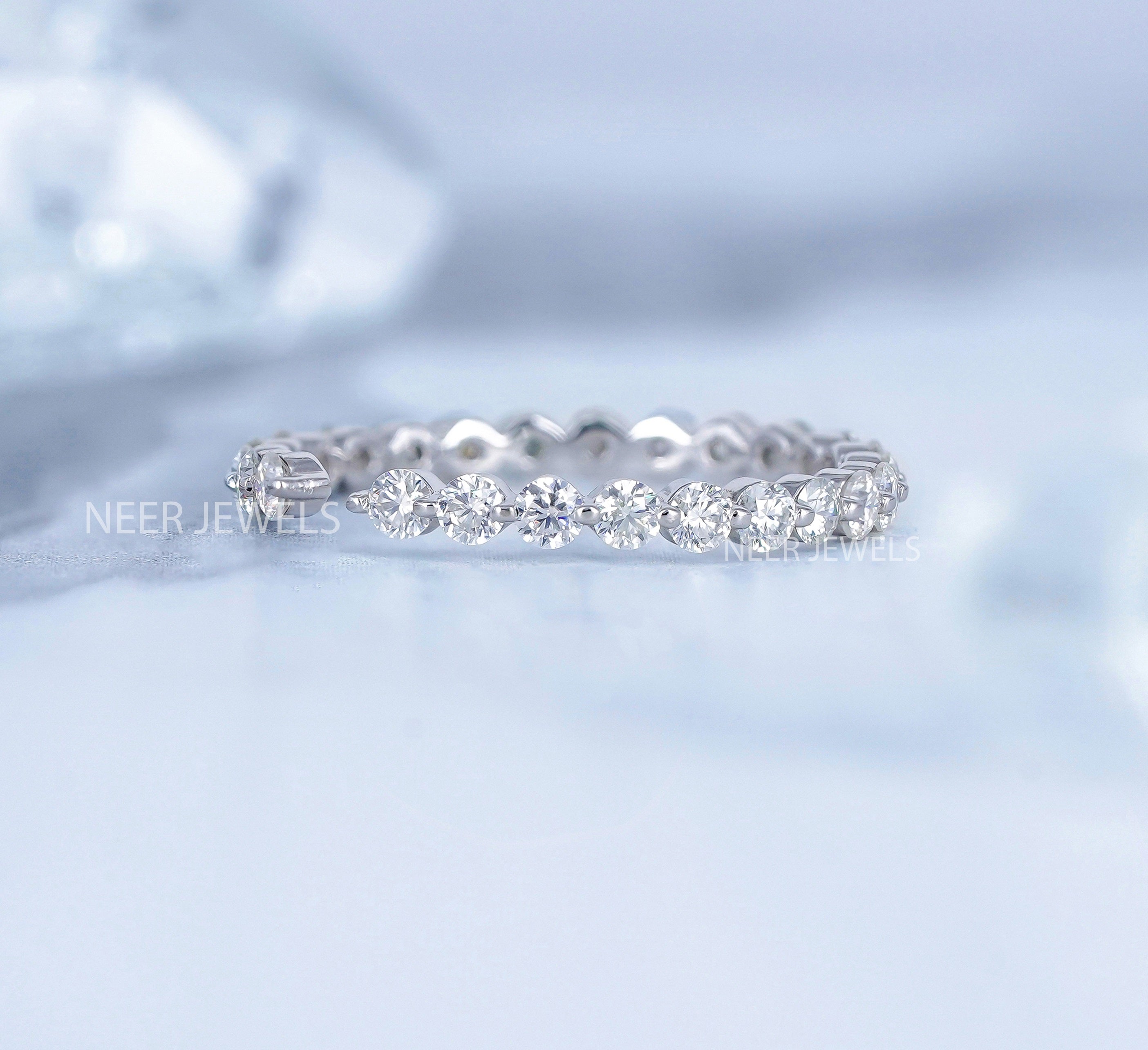 Open Round Bubble Moissanite Wedding Band,Anniversary Gift