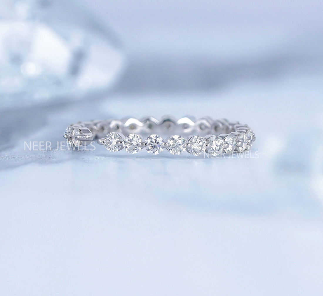 Open Round Bubble Moissanite Wedding Band,Anniversary Gift