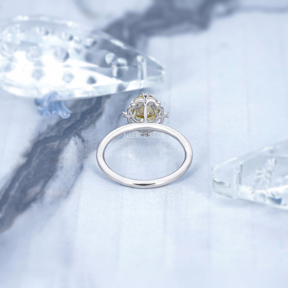 Canary Yellow Oval Cut Moissanite Solitaire Engagement Ring,Elegant Bridal Ring