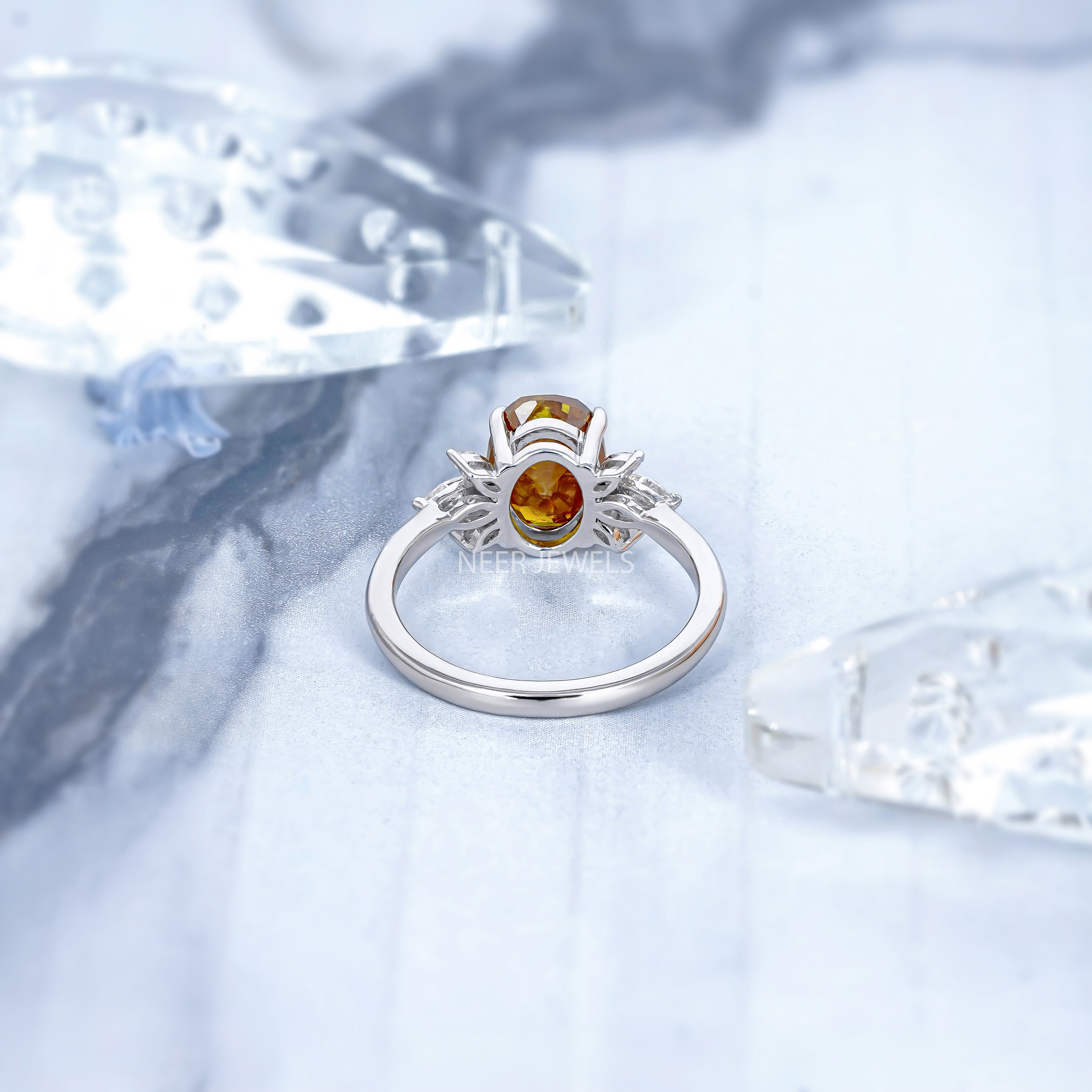 2.33 CT Natural Oval Shape Salt and Pepper Engagement ring