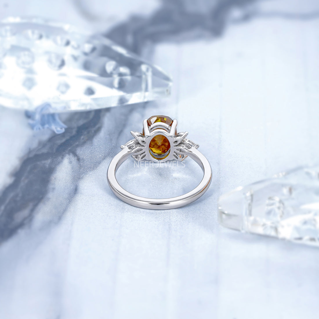 2.33 CT Natural Oval Shape Salt and Pepper Engagement ring