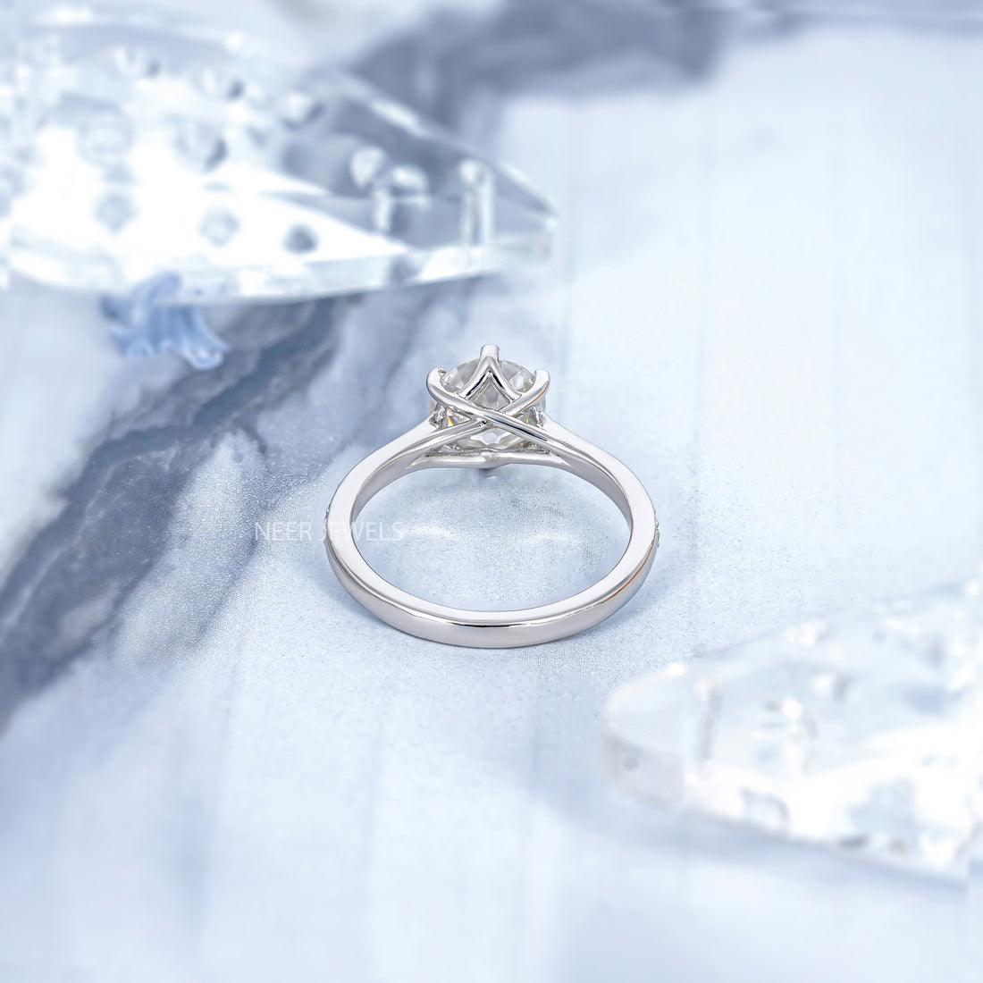 Old European cut Solitaire Moissanite Engagement Ring
