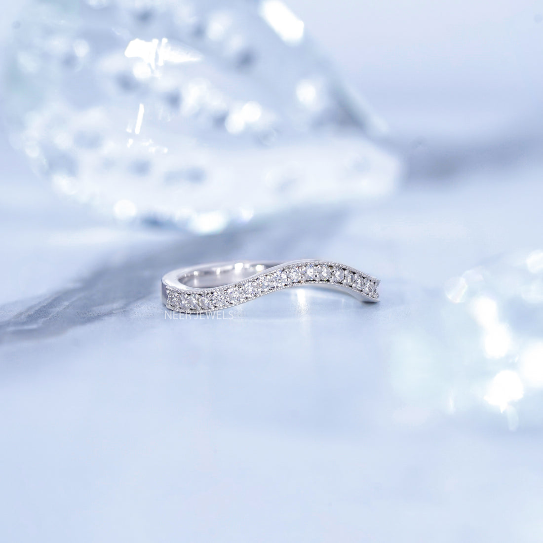 Classic Curvy Style pave Set Moissanite Wedding Band
