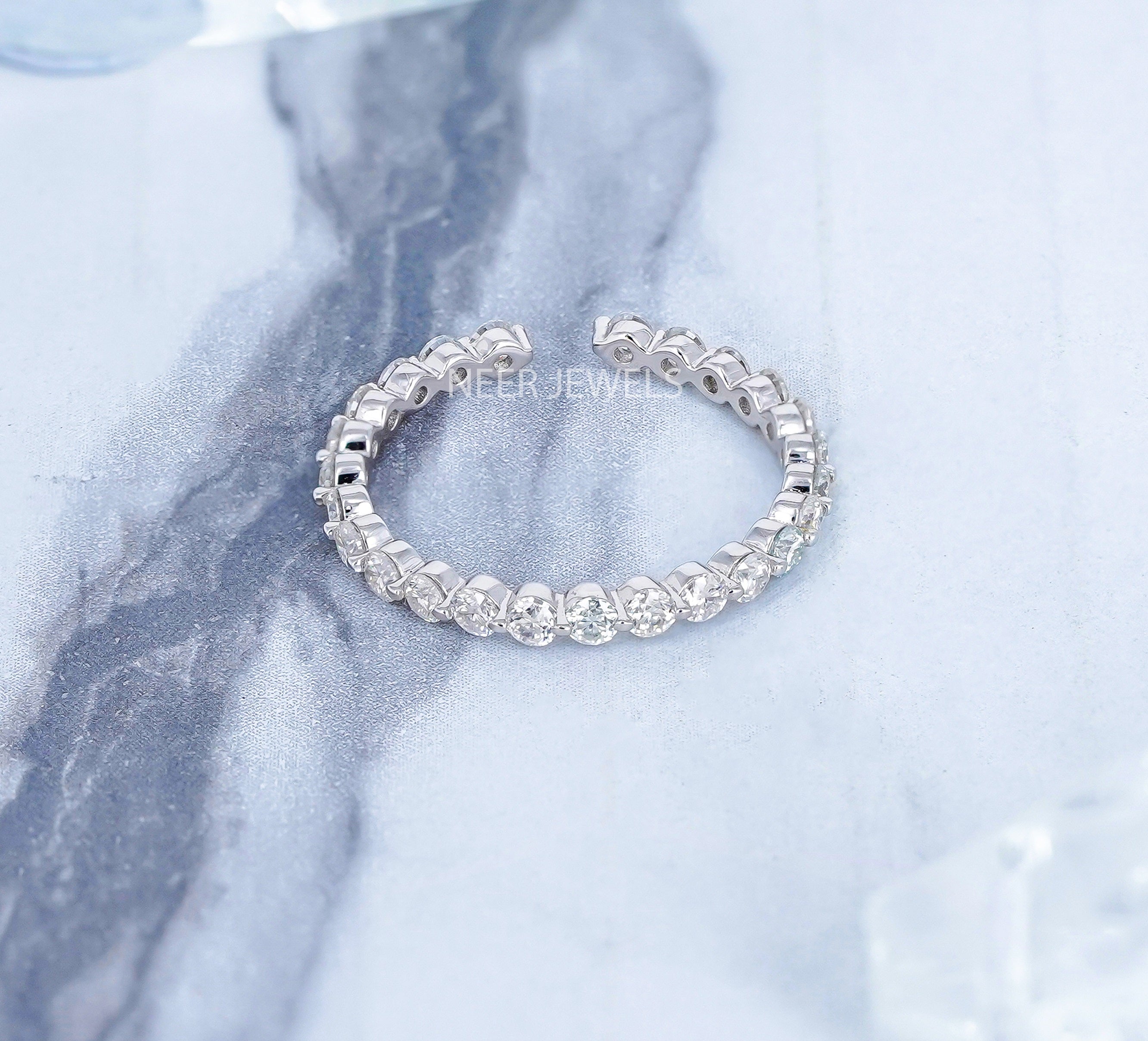 Open Round Bubble Moissanite Wedding Band,Anniversary Gift