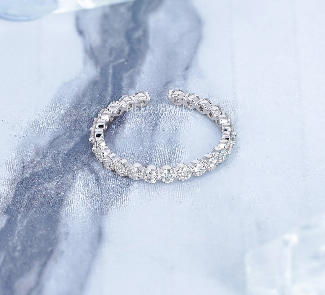 Open Round Bubble Moissanite Wedding Band,Anniversary Gift