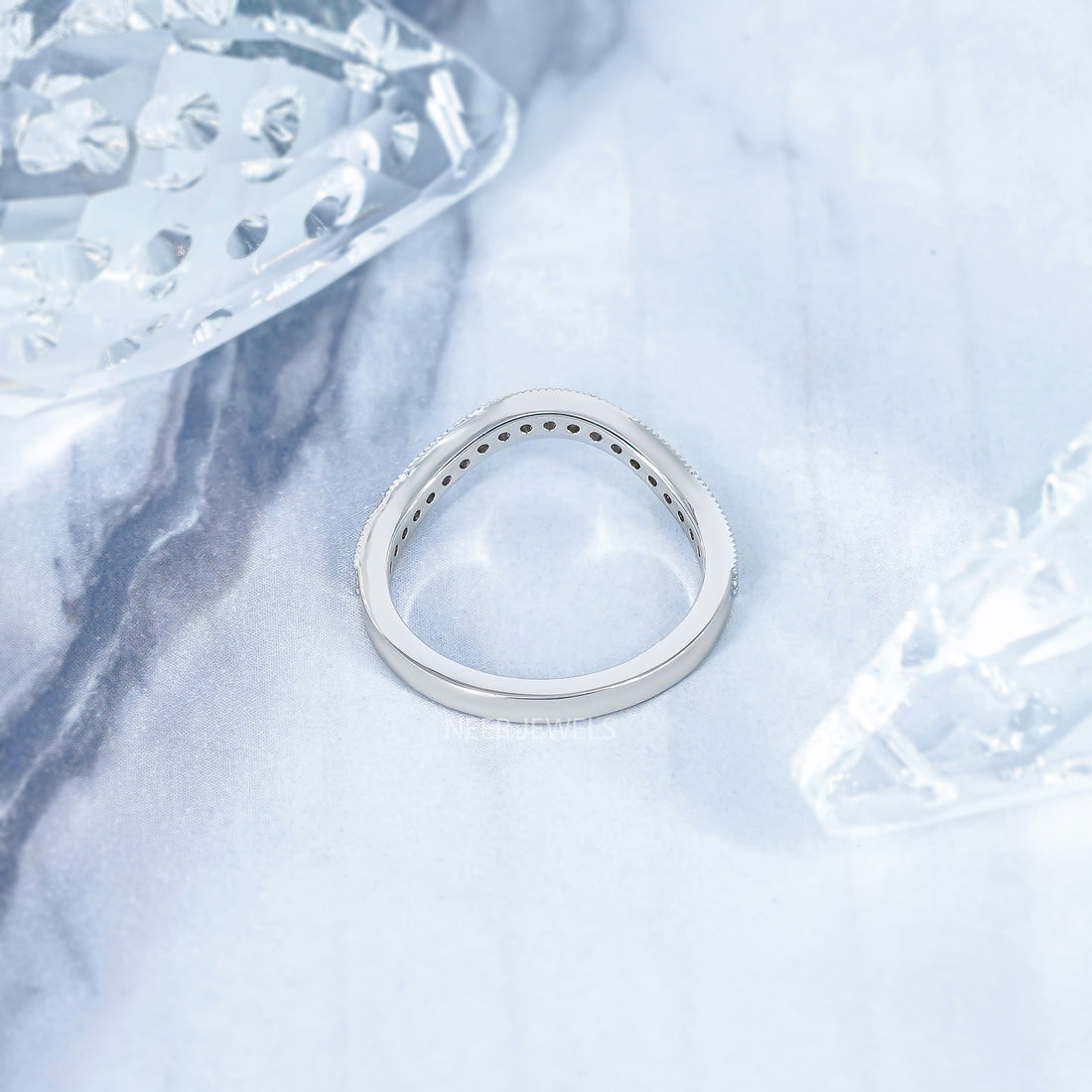 Classic Curvy Style pave Set Moissanite Wedding Band