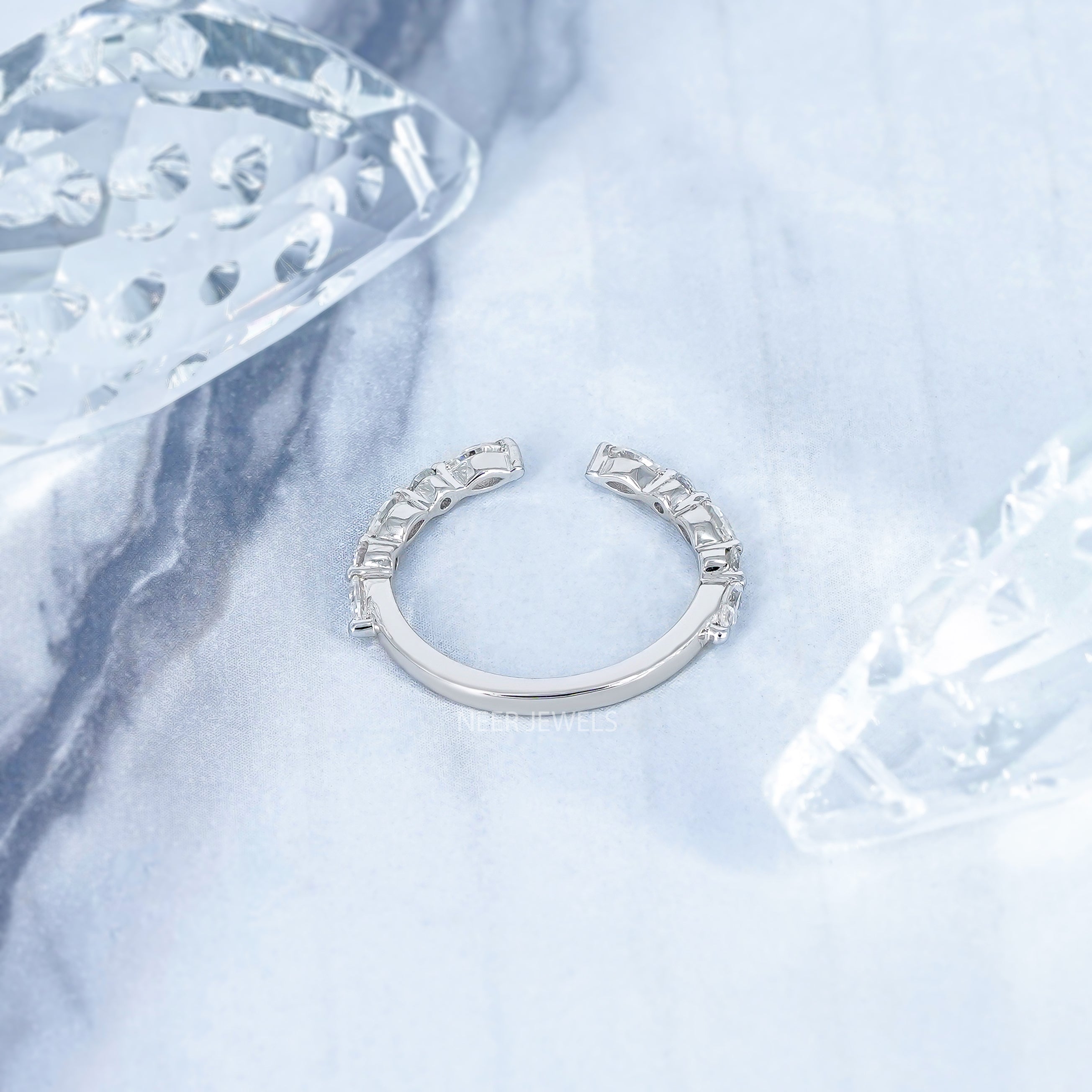 Marquise and Round Cut Alternate Moissanite Half Eternity Band
