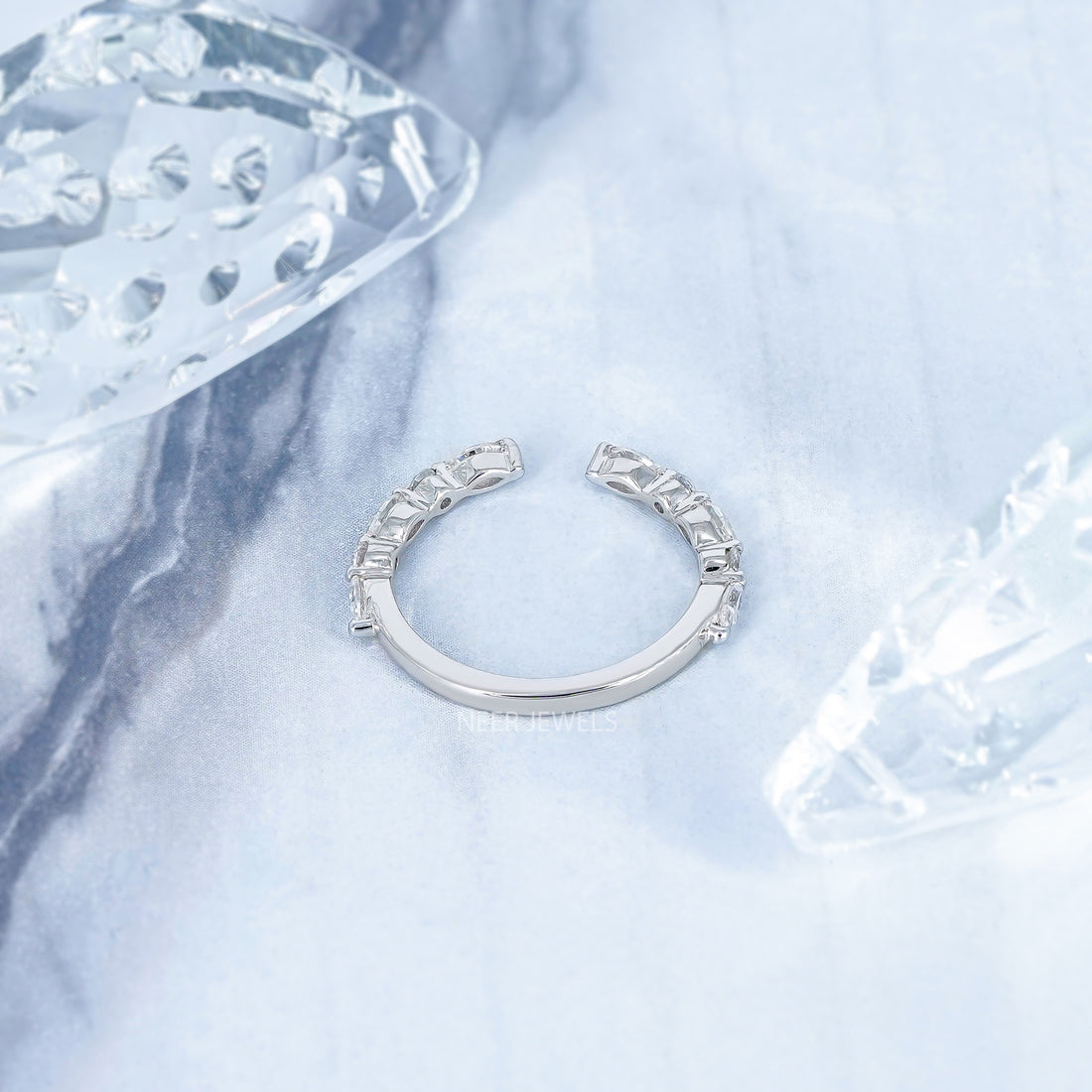 Marquise and Round Cut Alternate Moissanite Half Eternity Band