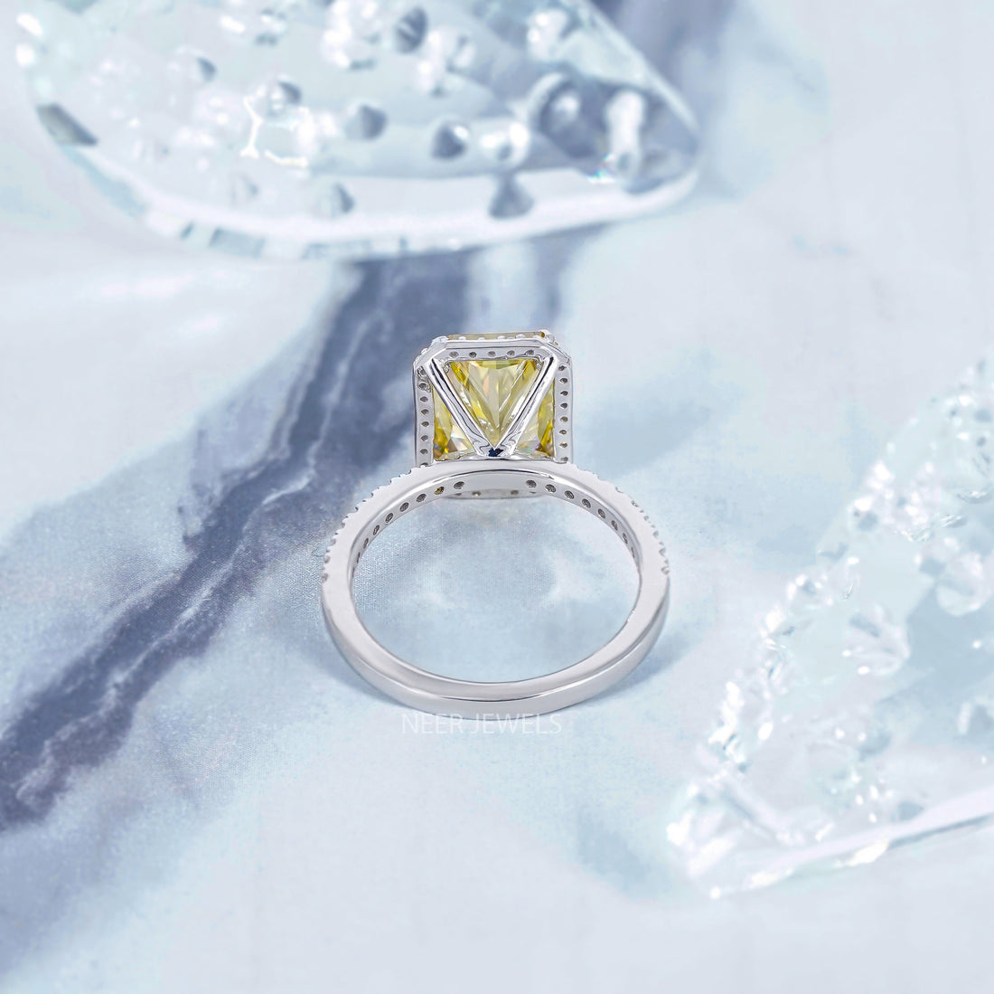 Canary Yellow Radiant Cut Moissanite Engagement ring