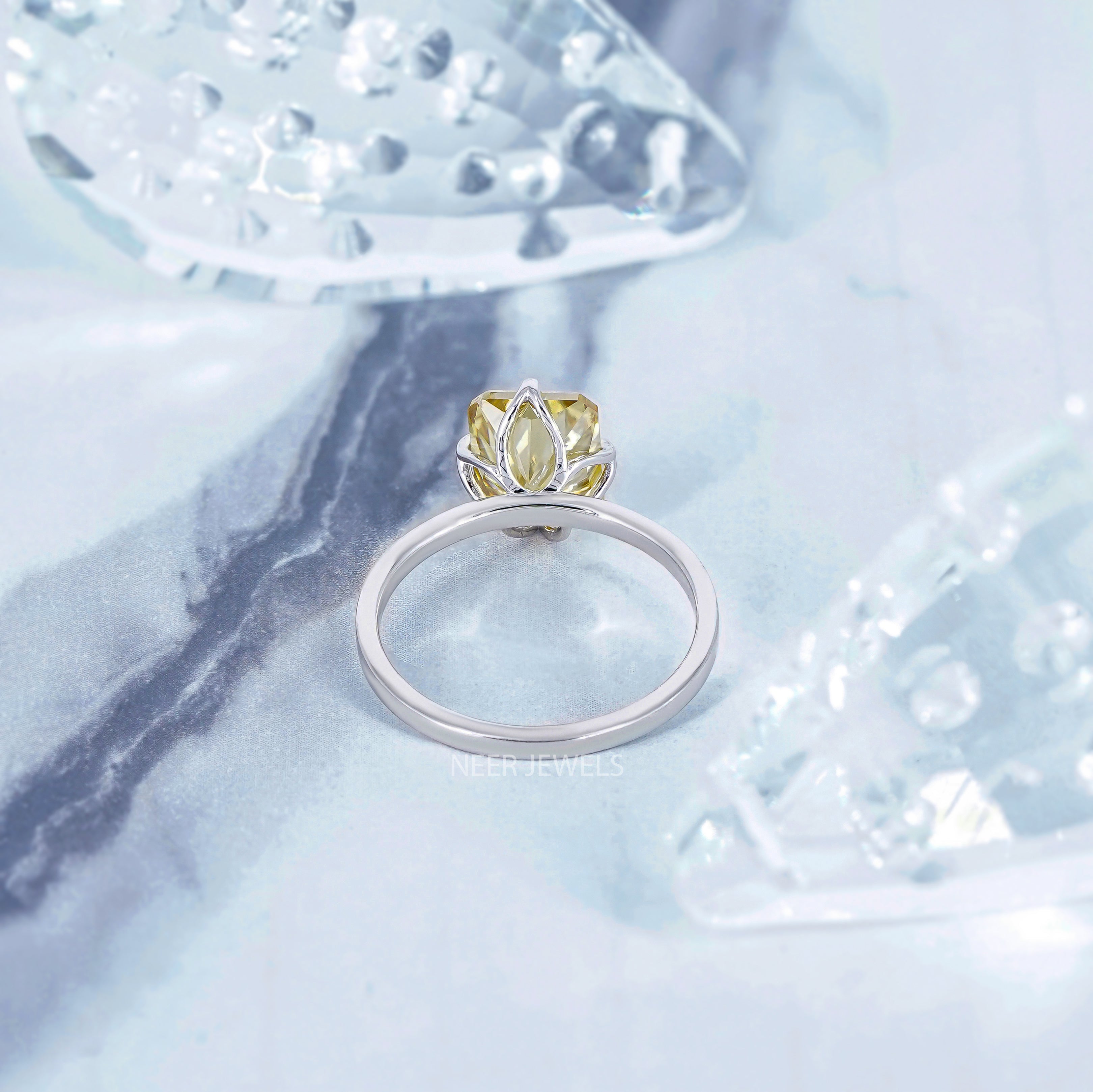 Canary Yellow Radiant Cut Moissanite Engagement Ring, Bridal Ring, Radiant Cut Natural Yellow Moissanite Ring,Anniversary Gift