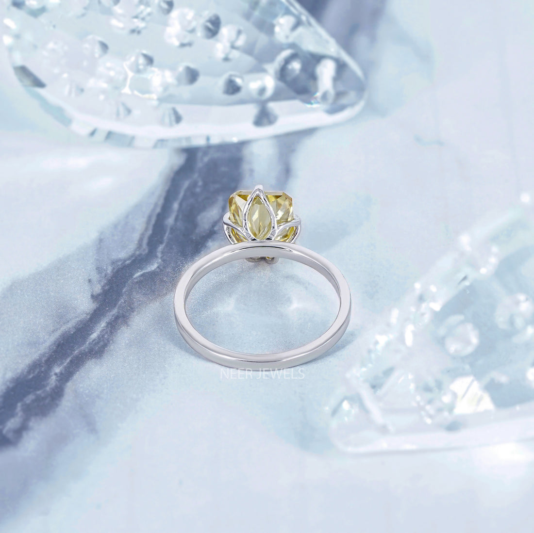 Canary Yellow Radiant Cut Moissanite Engagement Ring, Bridal Ring, Radiant Cut Natural Yellow Moissanite Ring,Anniversary Gift