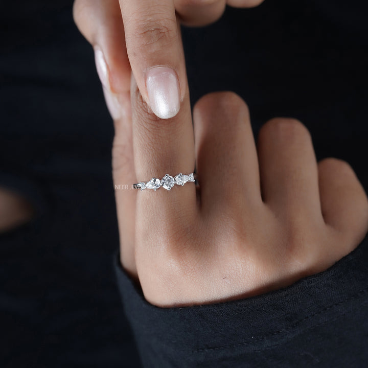 Round and Pear Stackable Ring,Anniversary Gift for her