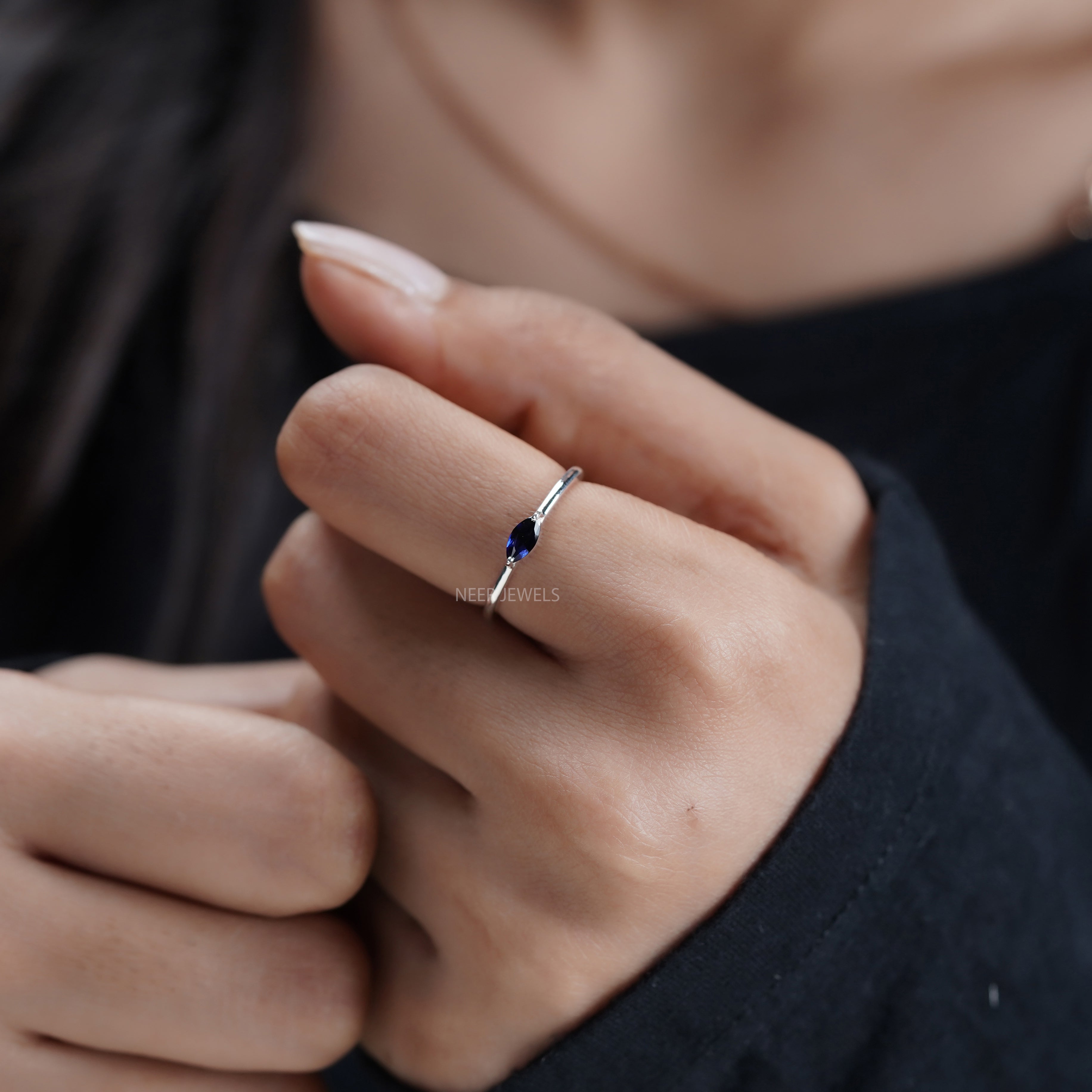 Marquise Shape Unique Minimalist Ring,Gift for her