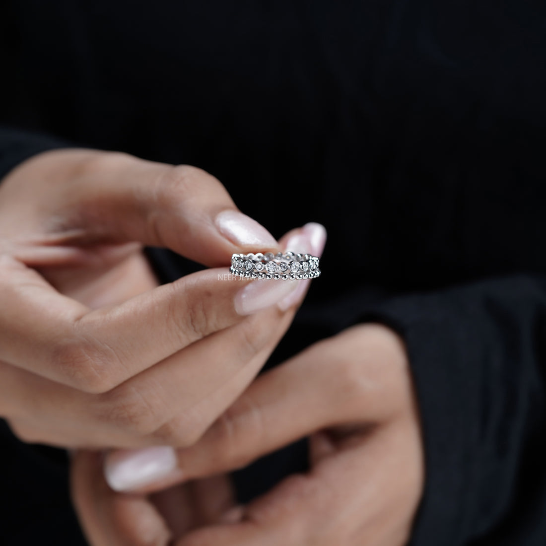 Full Eternity Moissanite Wedding Band,Bubble Ring Band