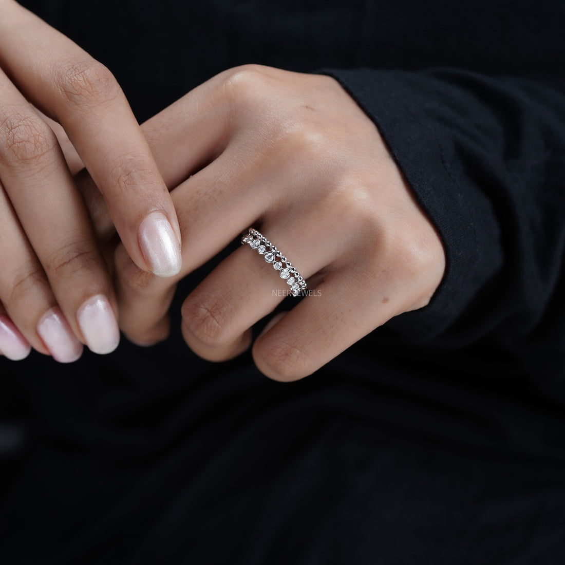 Full Eternity Moissanite Wedding Band,Bubble Ring Band