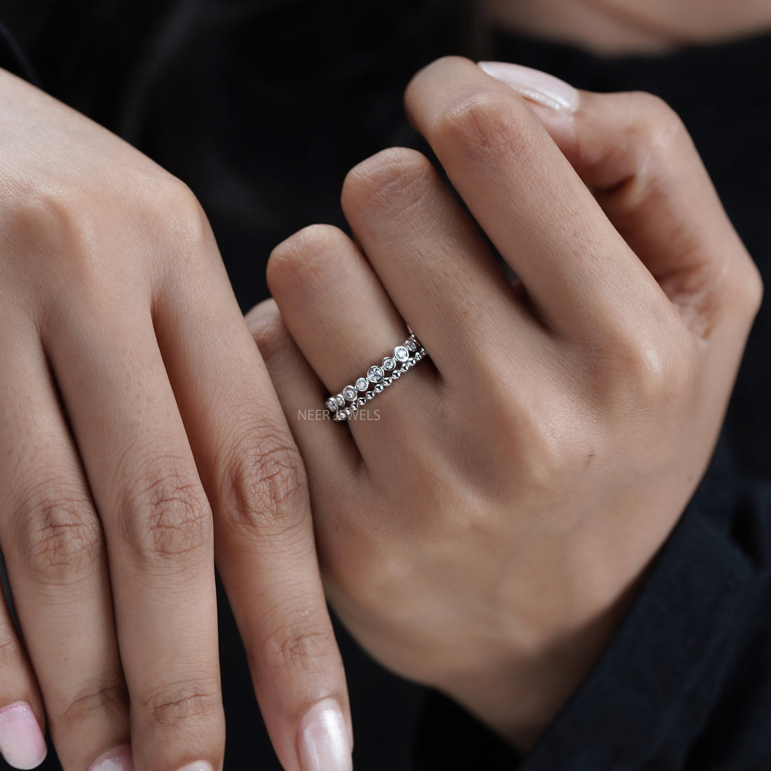 Full Eternity Moissanite Wedding Band,Bubble Ring Band