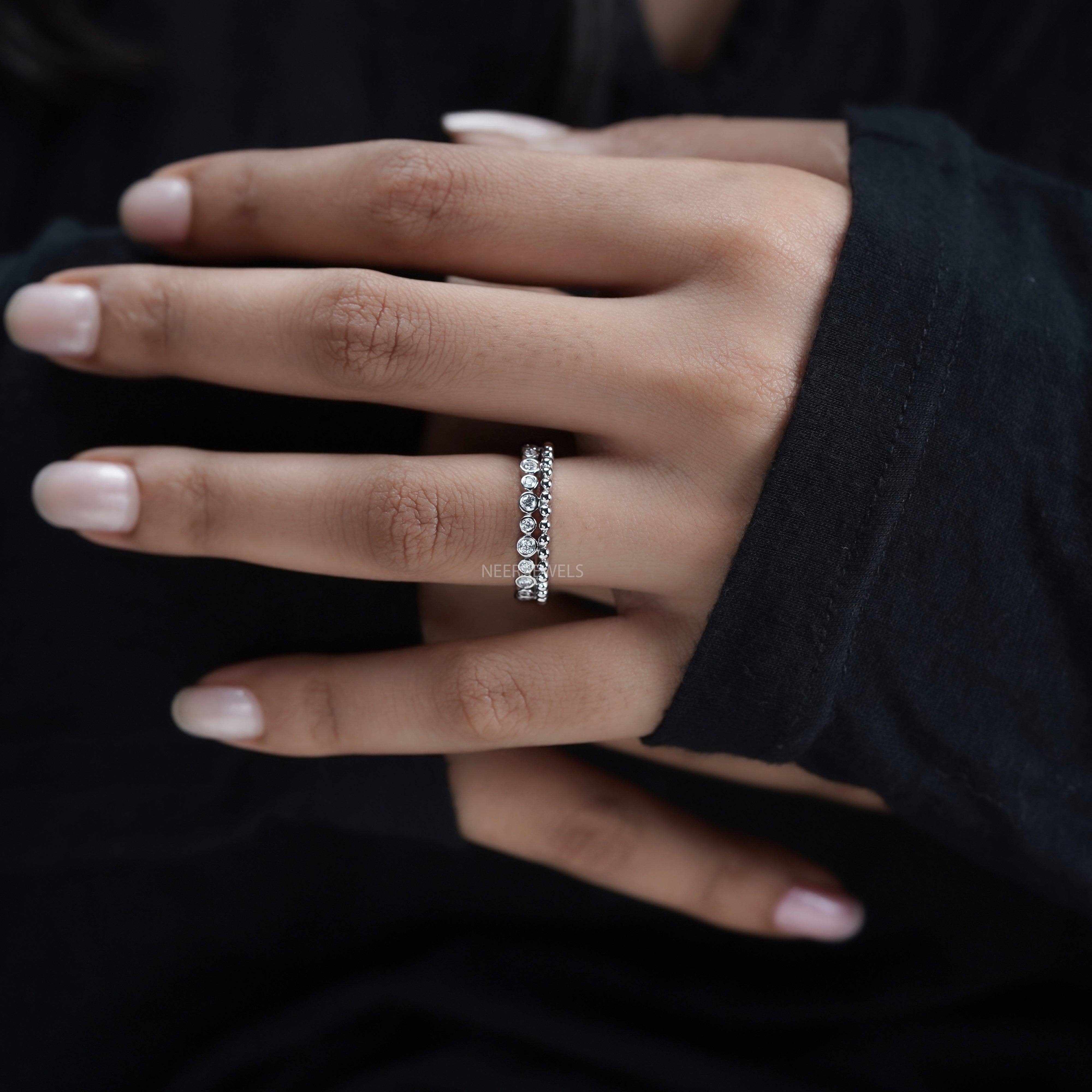 Full Eternity Moissanite Wedding Band,Bubble Ring Band