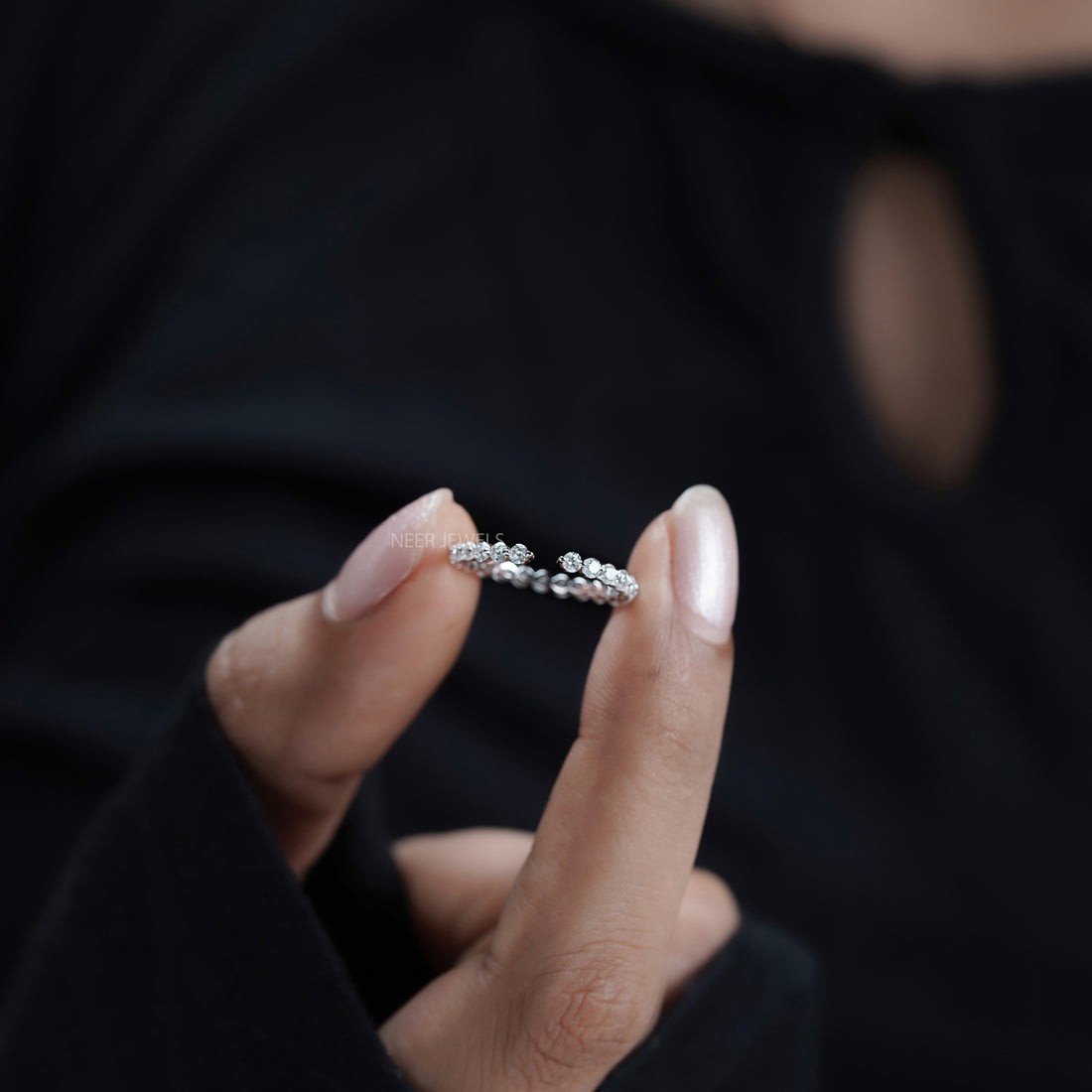 Open Round Bubble Moissanite Wedding Band,Anniversary Gift