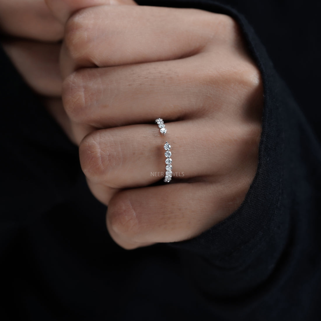 Open Round Bubble Moissanite Wedding Band,Anniversary Gift