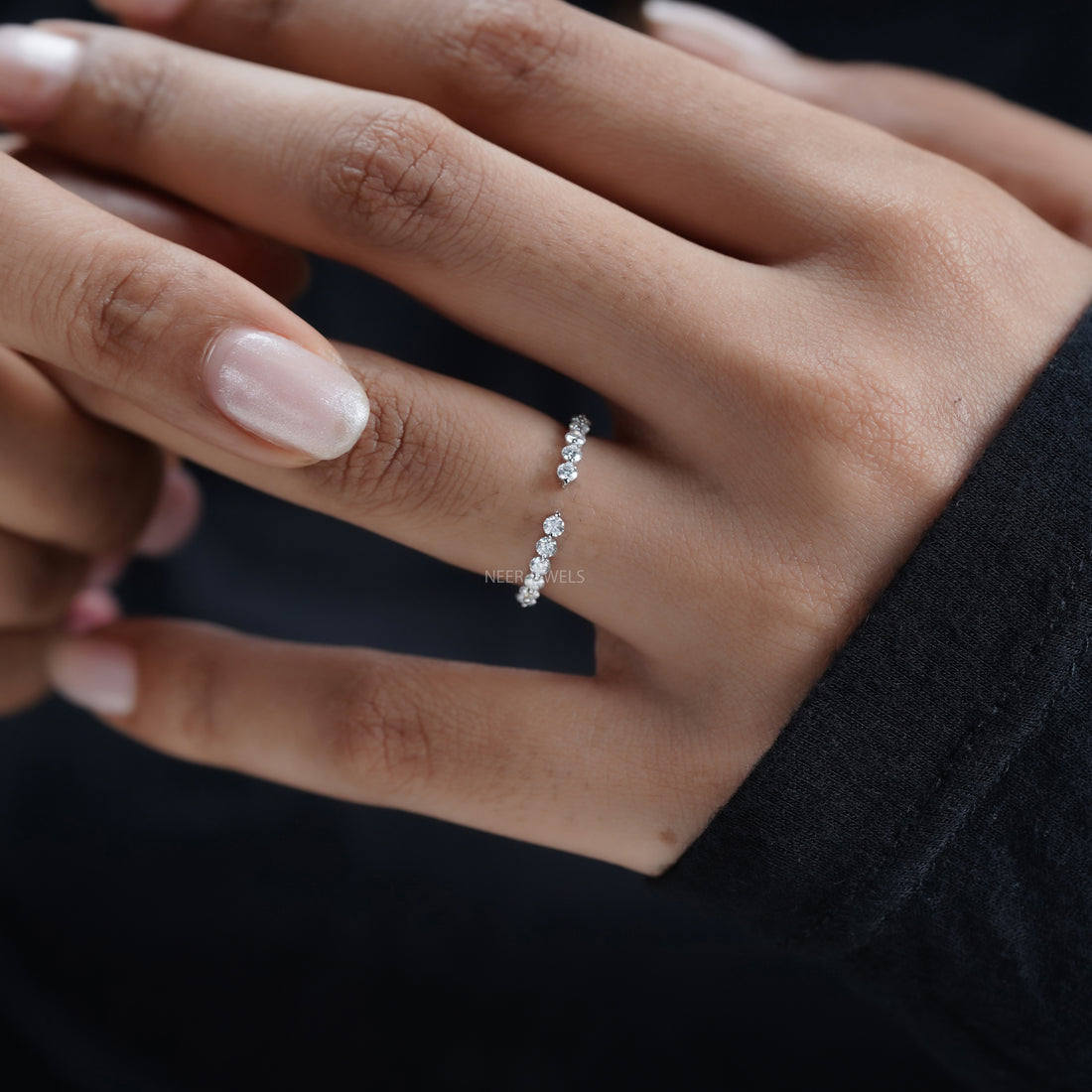 Open Round Bubble Moissanite Wedding Band,Anniversary Gift