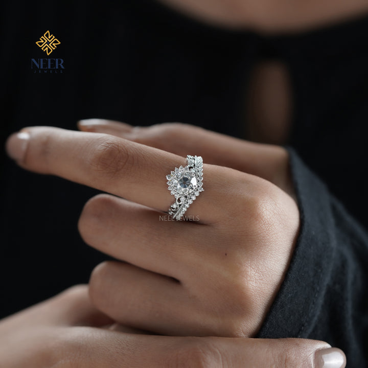 Old Mine cut Round Vintage Engagement Ring,Anniversary Ring