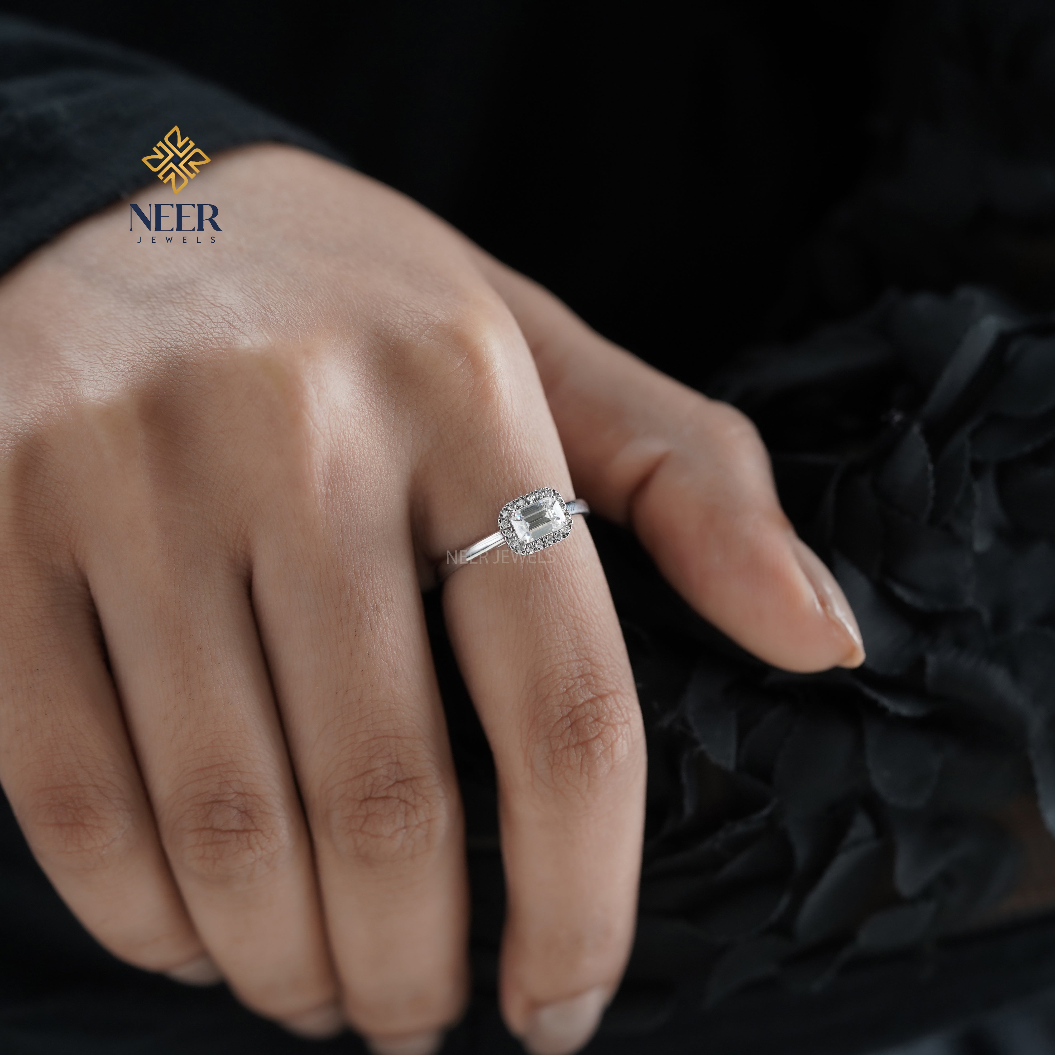 Emerald Cut Moissanite Annivesary Gift Ring,Everyday Wear Ring