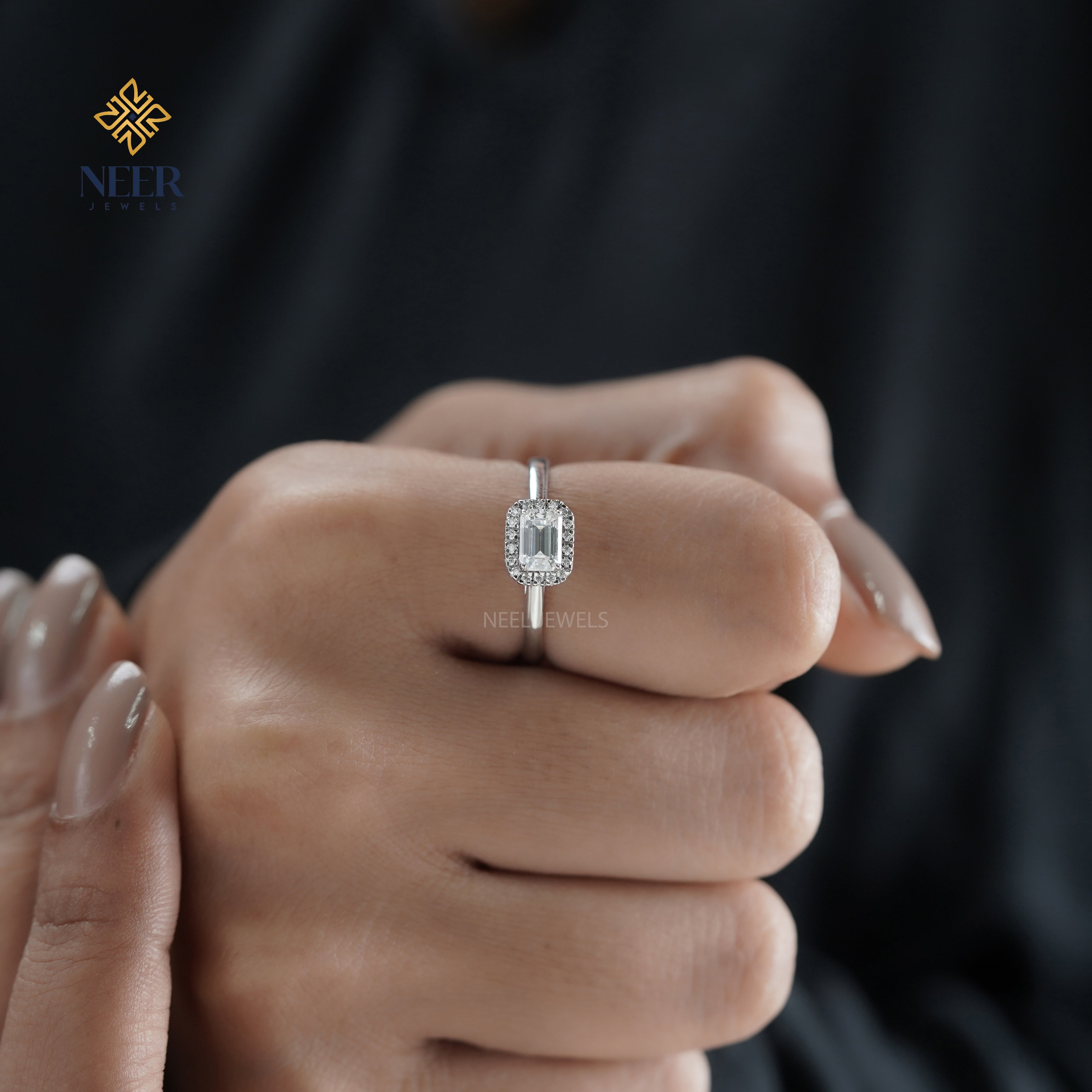 Emerald Cut Moissanite Annivesary Gift Ring,Everyday Wear Ring