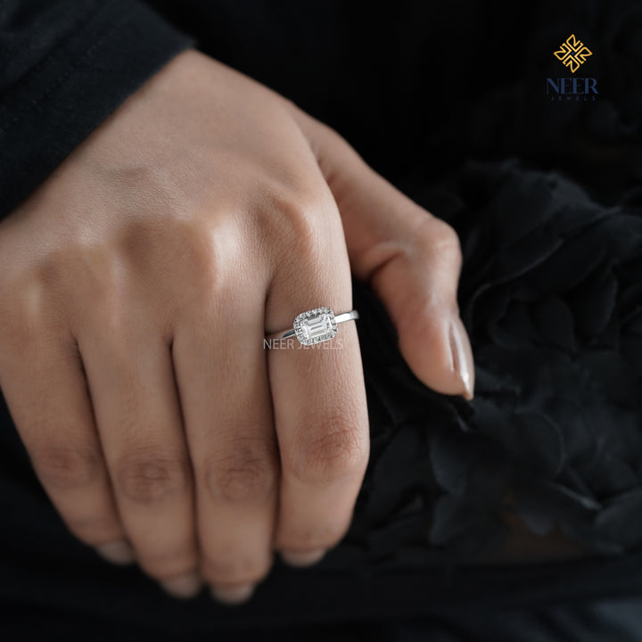 Emerald Cut Moissanite Annivesary Gift Ring,Everyday Wear Ring