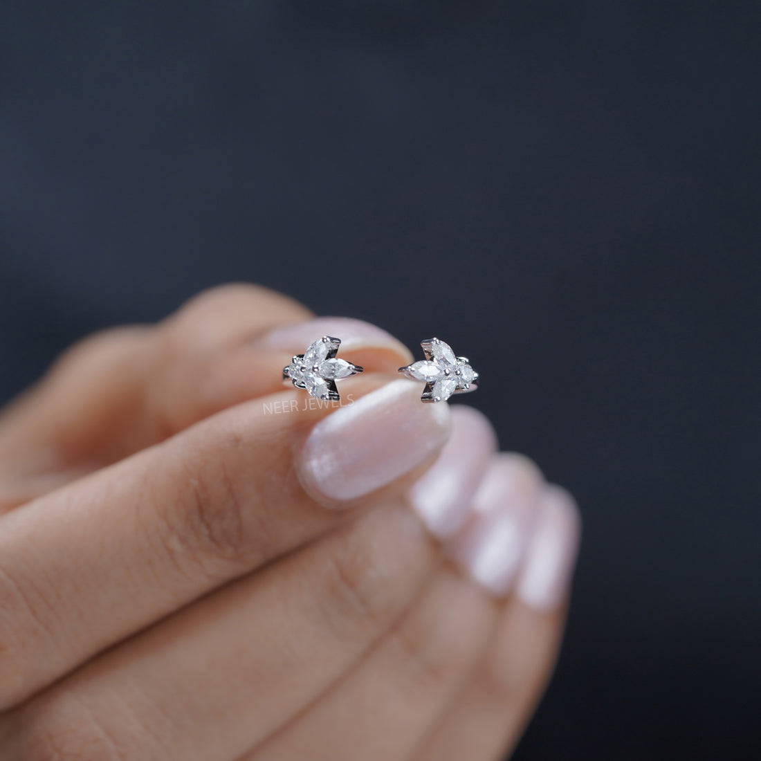 Minimalist Open Gap Round and Marquise Moissanite Wedding Band