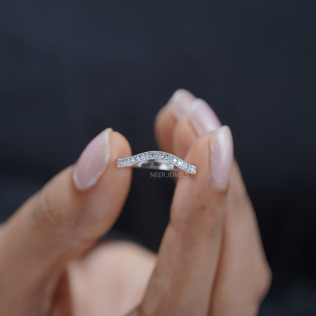 Classic Curvy Style pave Set Moissanite Wedding Band