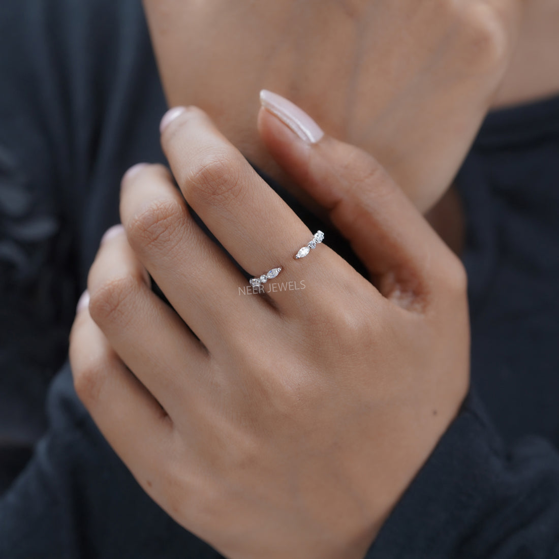 Marquise and Round Cut Alternate Moissanite Half Eternity Band