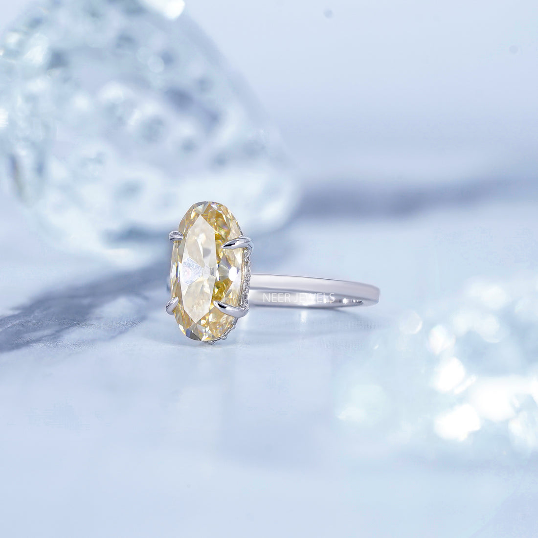 Old Mine Cut Canary Yellow Moissanite Solitaire Ring