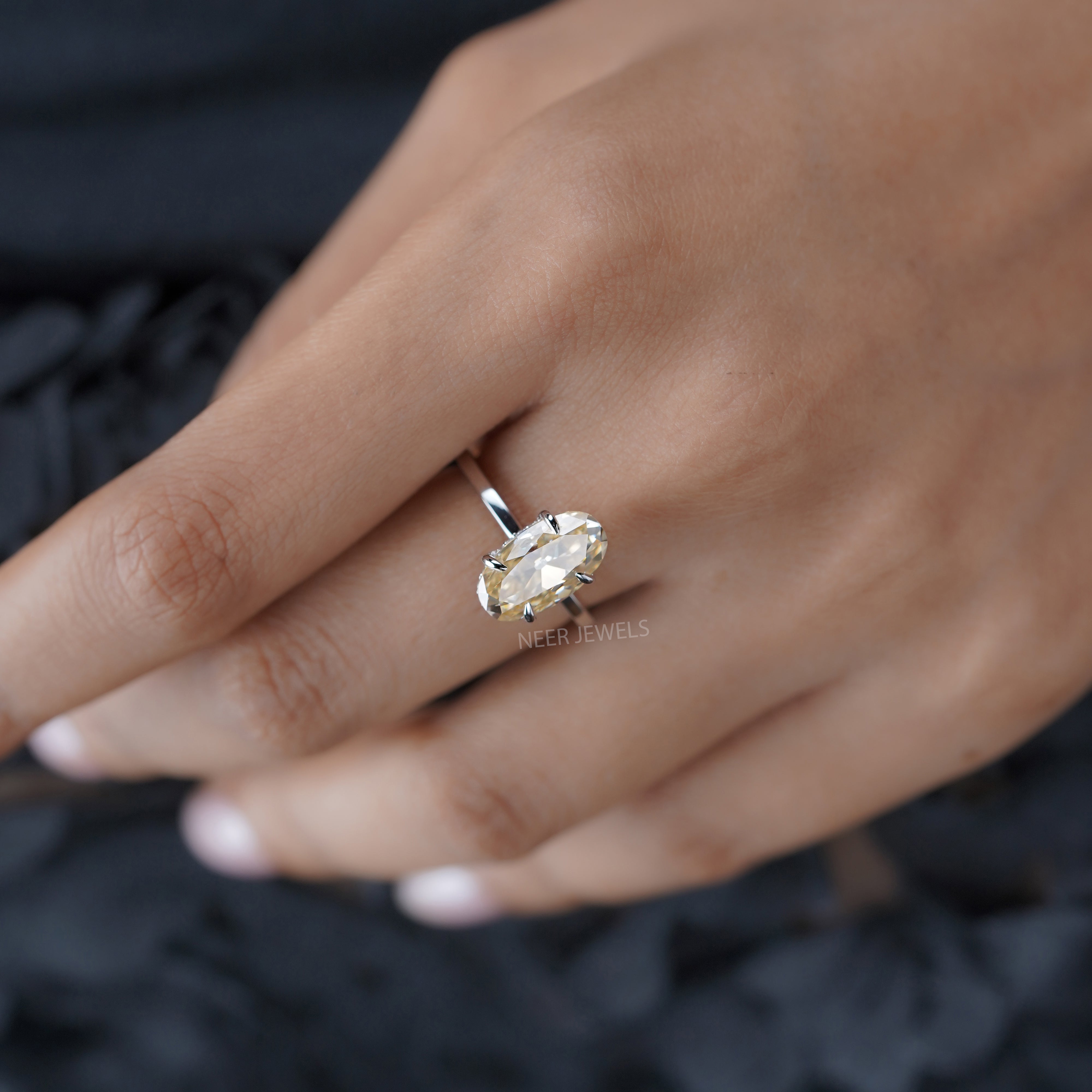 Old Mine Cut Canary Yellow Moissanite Solitaire Ring